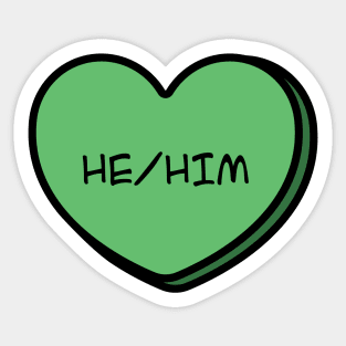 Pronoun He/Him Conversation Heart in Green Sticker